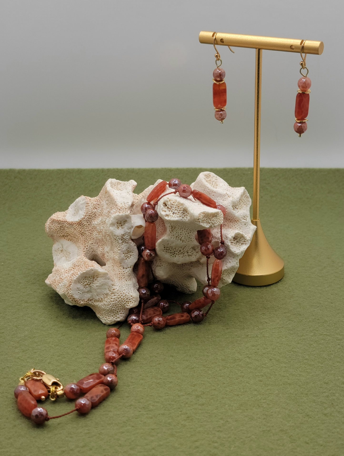 Fire Agate Necklace Set