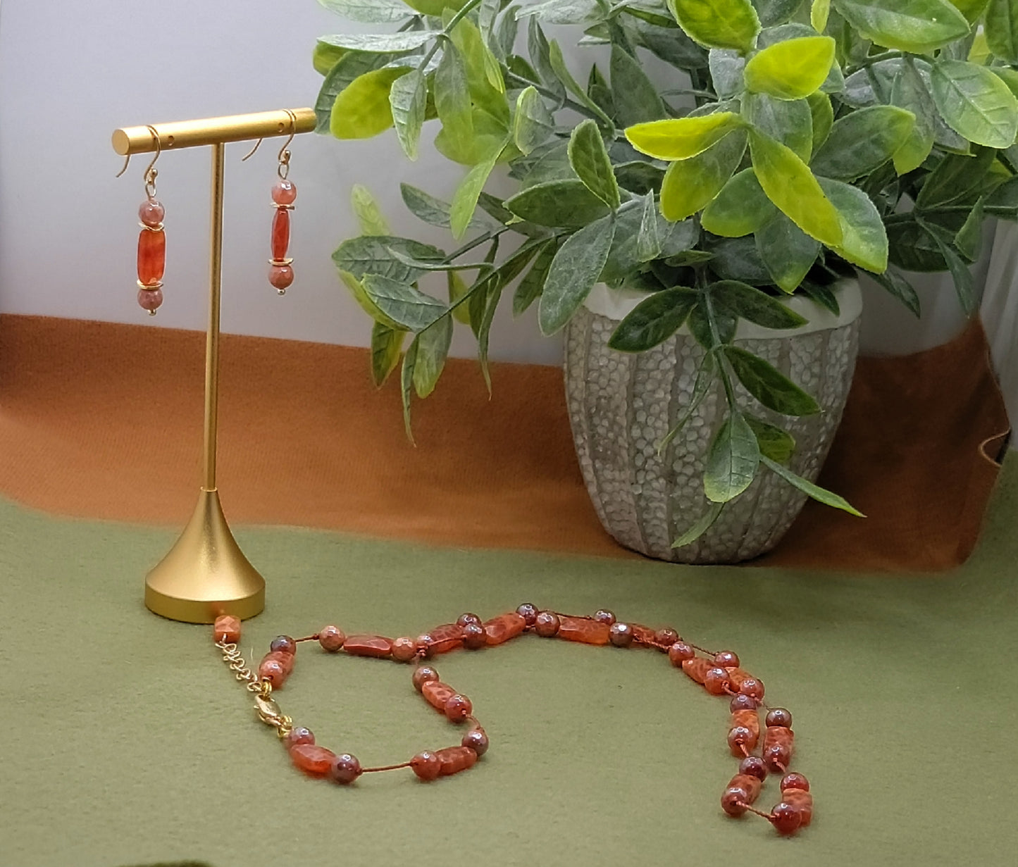 Fire Agate Necklace Set