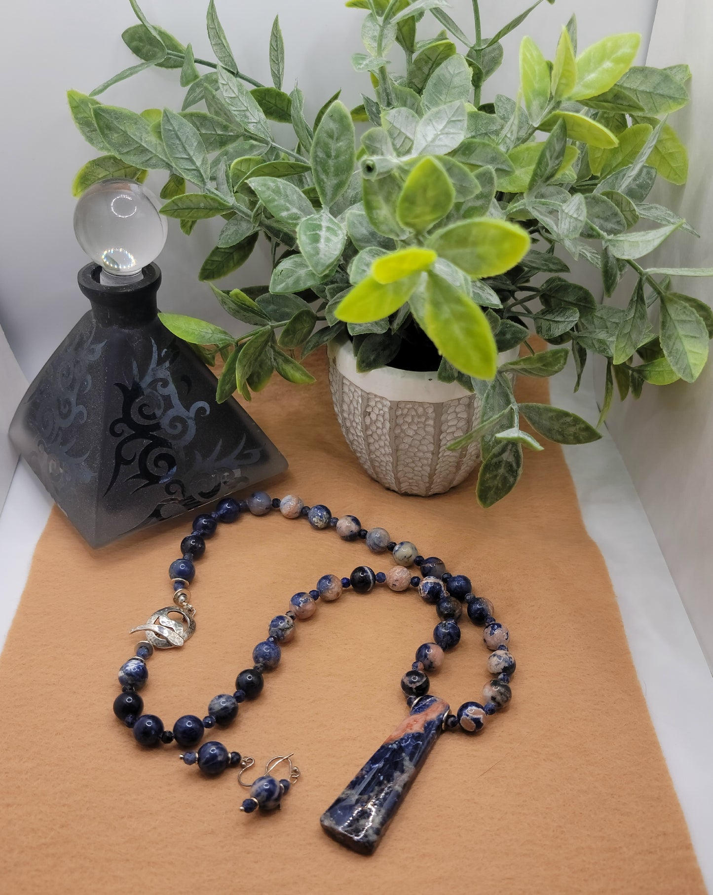 Orange Sodalite Necklace Suite