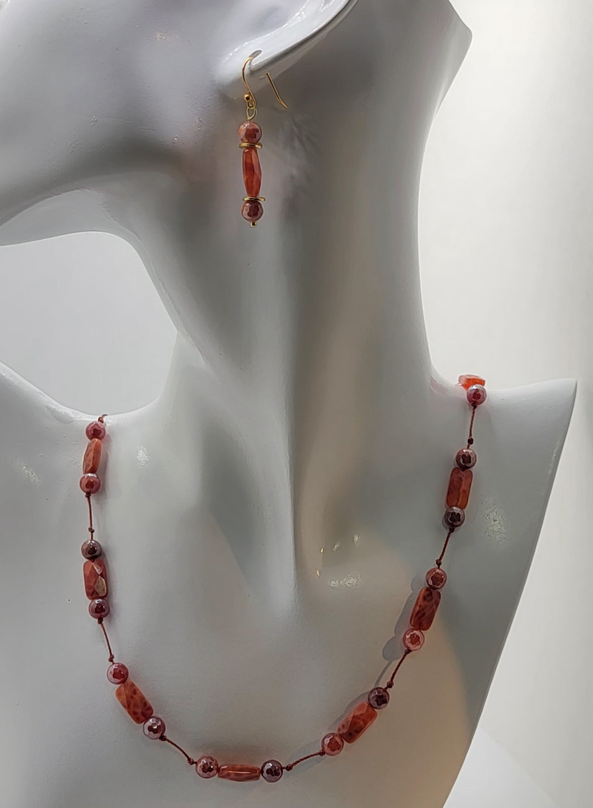 Fire Agate Necklace Set
