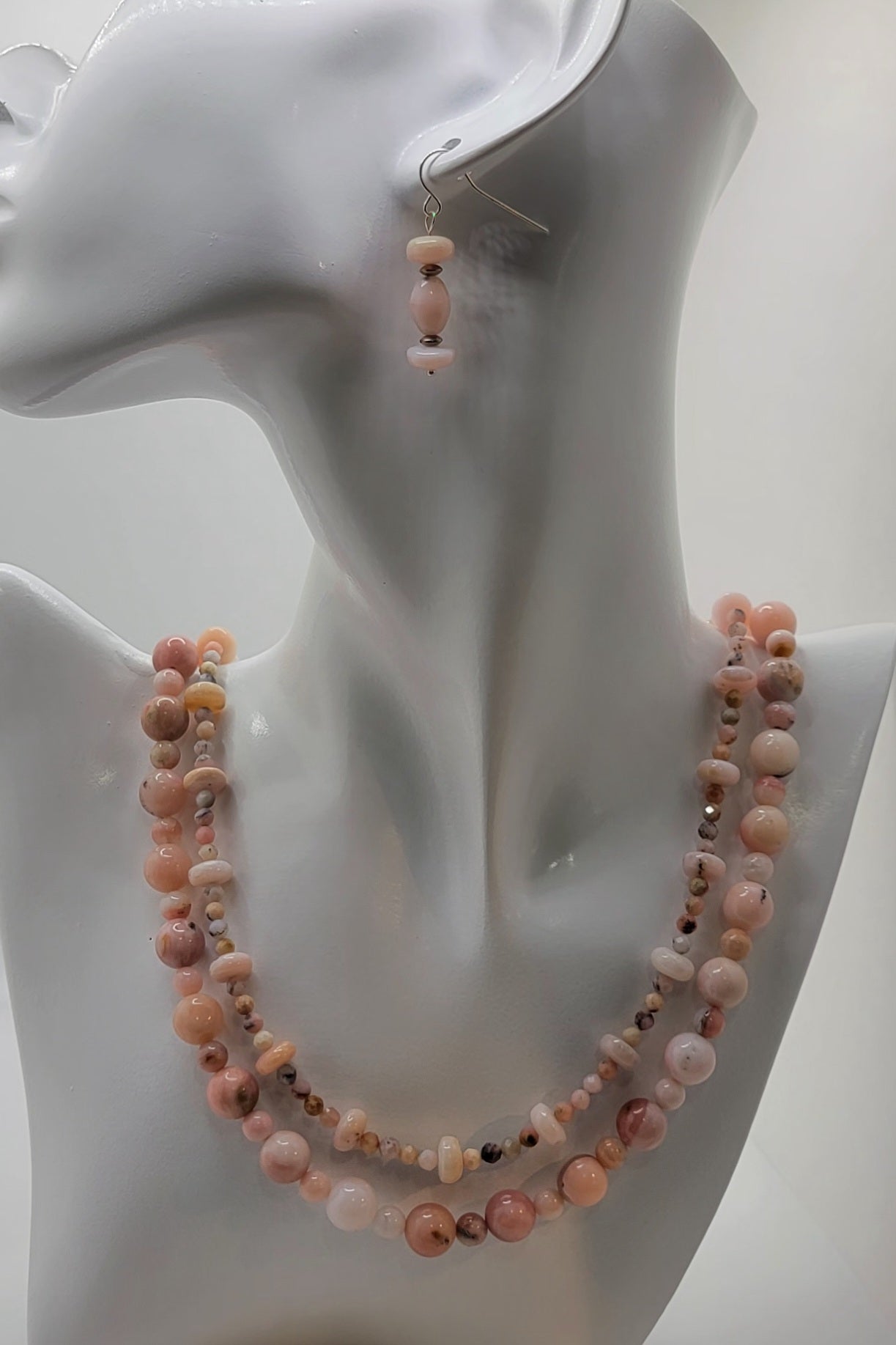 Multi-Strand Pink Opal Necklace Suite