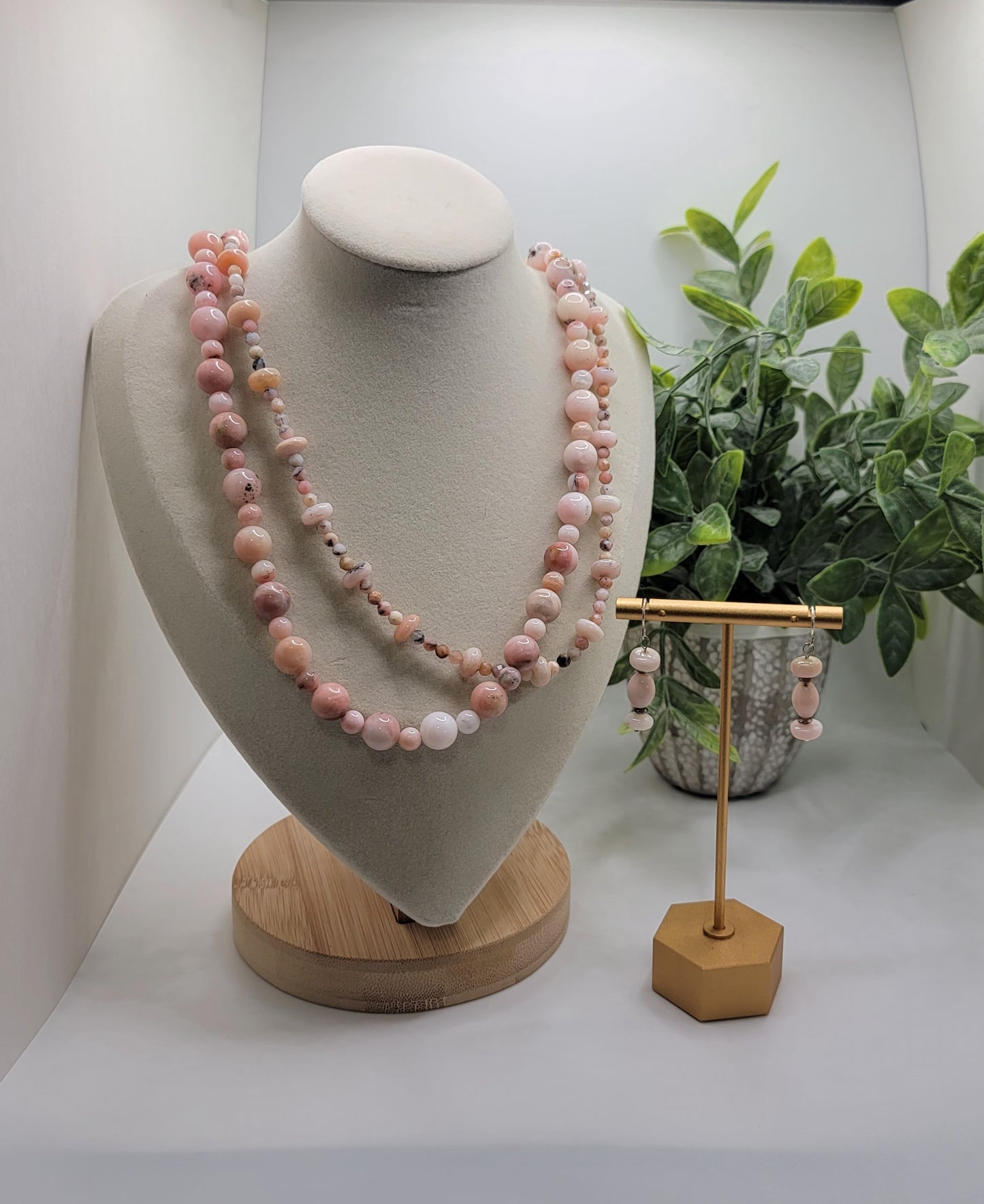 Multi-Strand Pink Opal Necklace Suite
