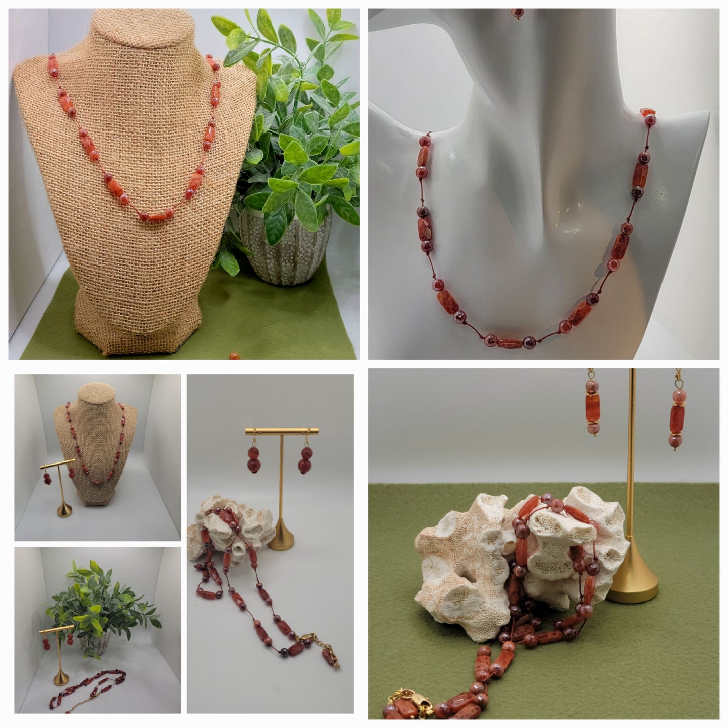 Fire Agate Necklace Set
