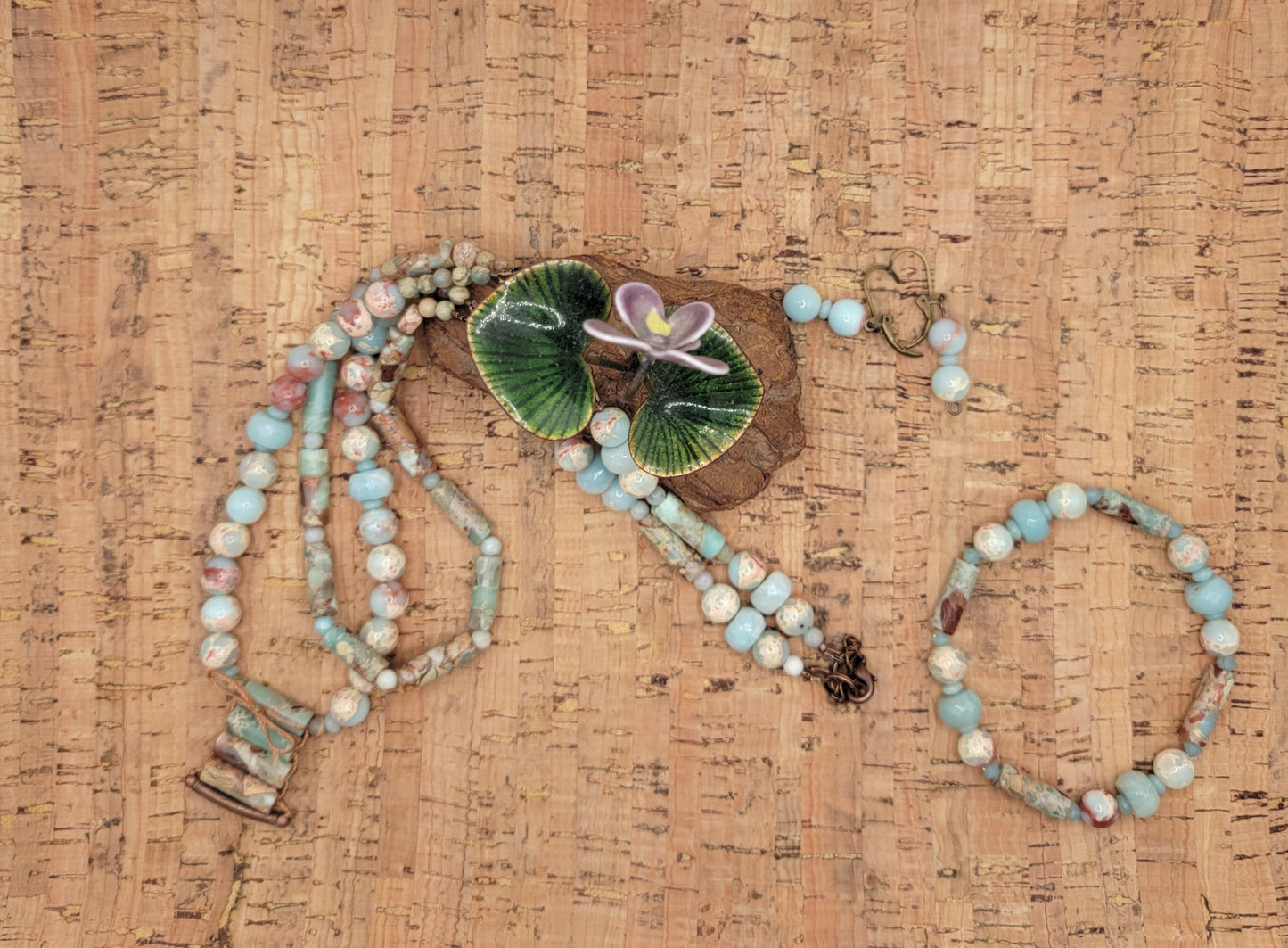 Multi-Strand Imperial  Jasper Necklace Suite