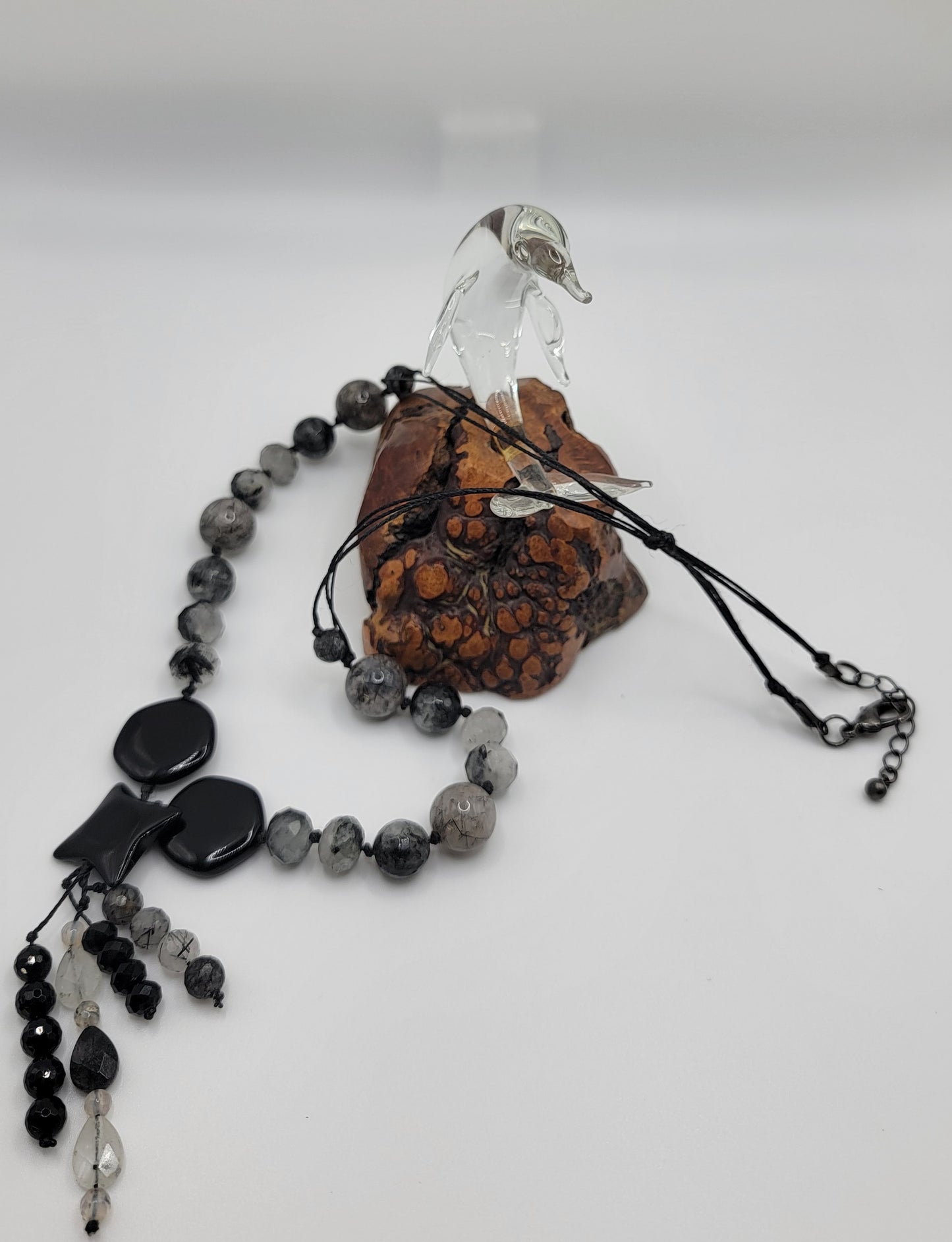 Black Onyx and Faceted Tourmaline Quartz Necklace Suite