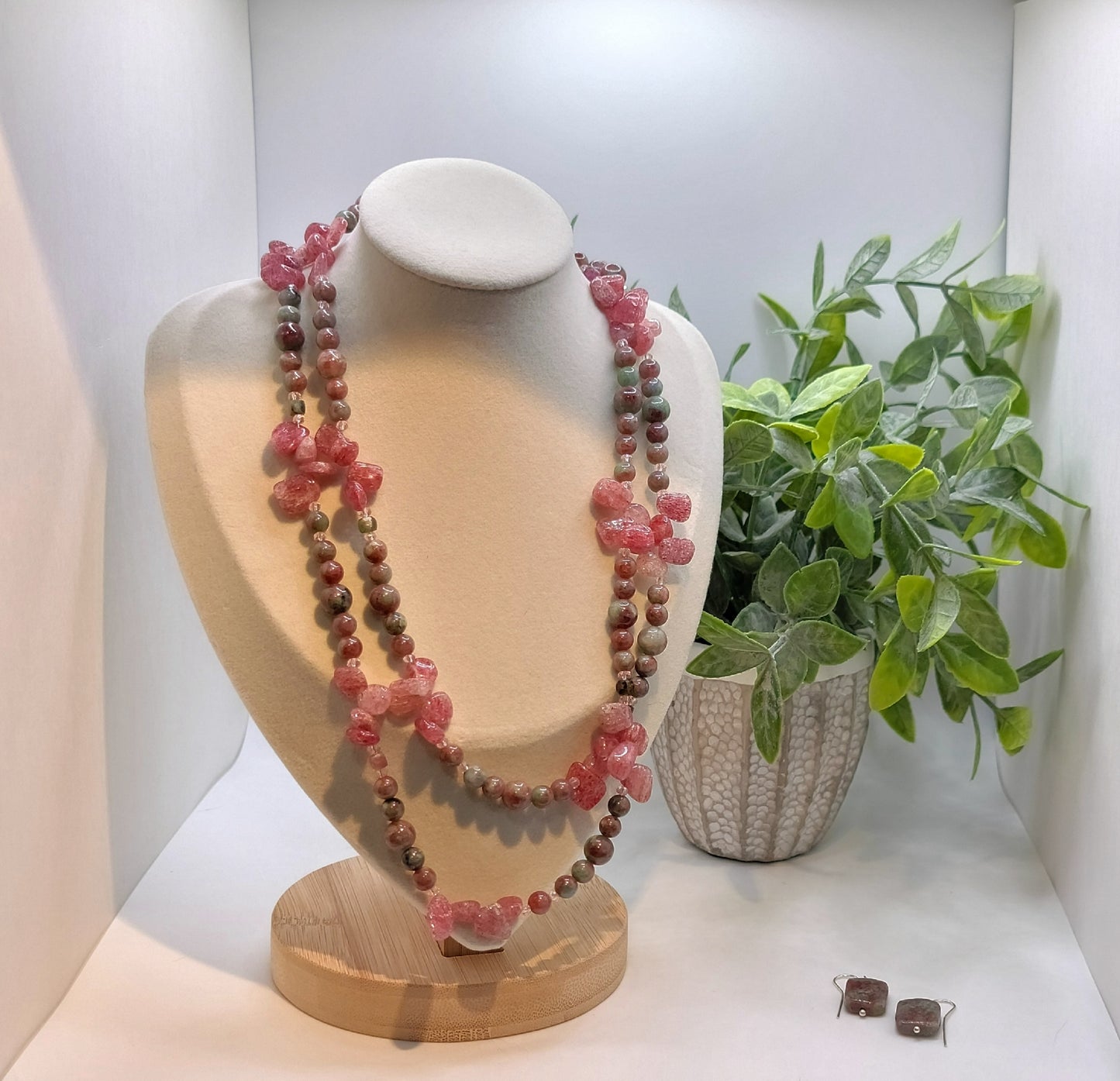 Faceted Tourmaline, Strawberry Quartz and Ruby Zoisite Necklace Set