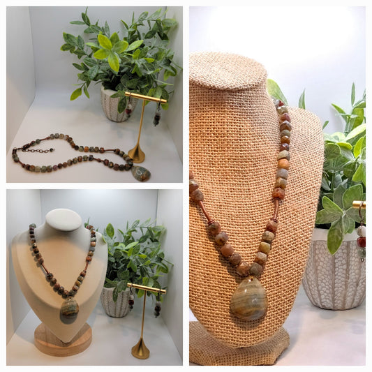 Faceted Caribbean Calcite Jasper Necklace Set