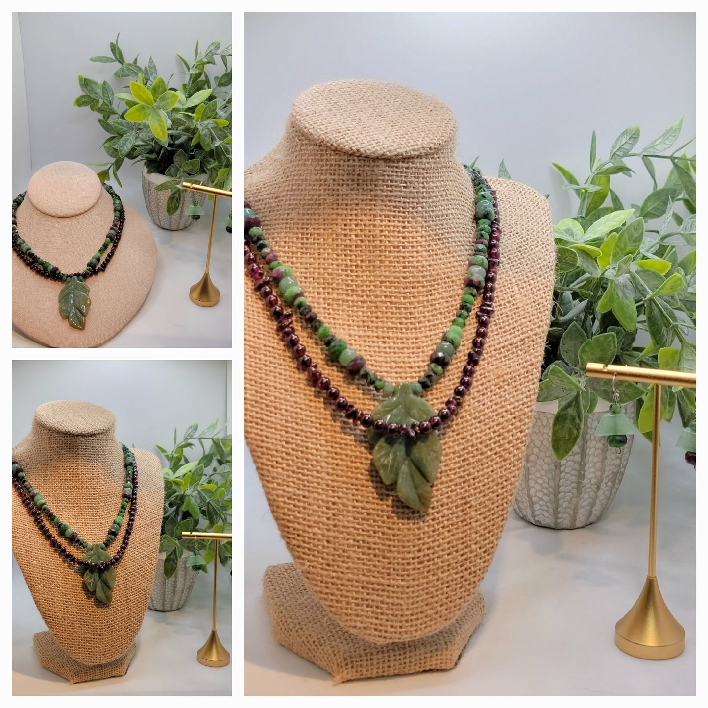 Garnet and Ruby Zoisite Necklace Suite