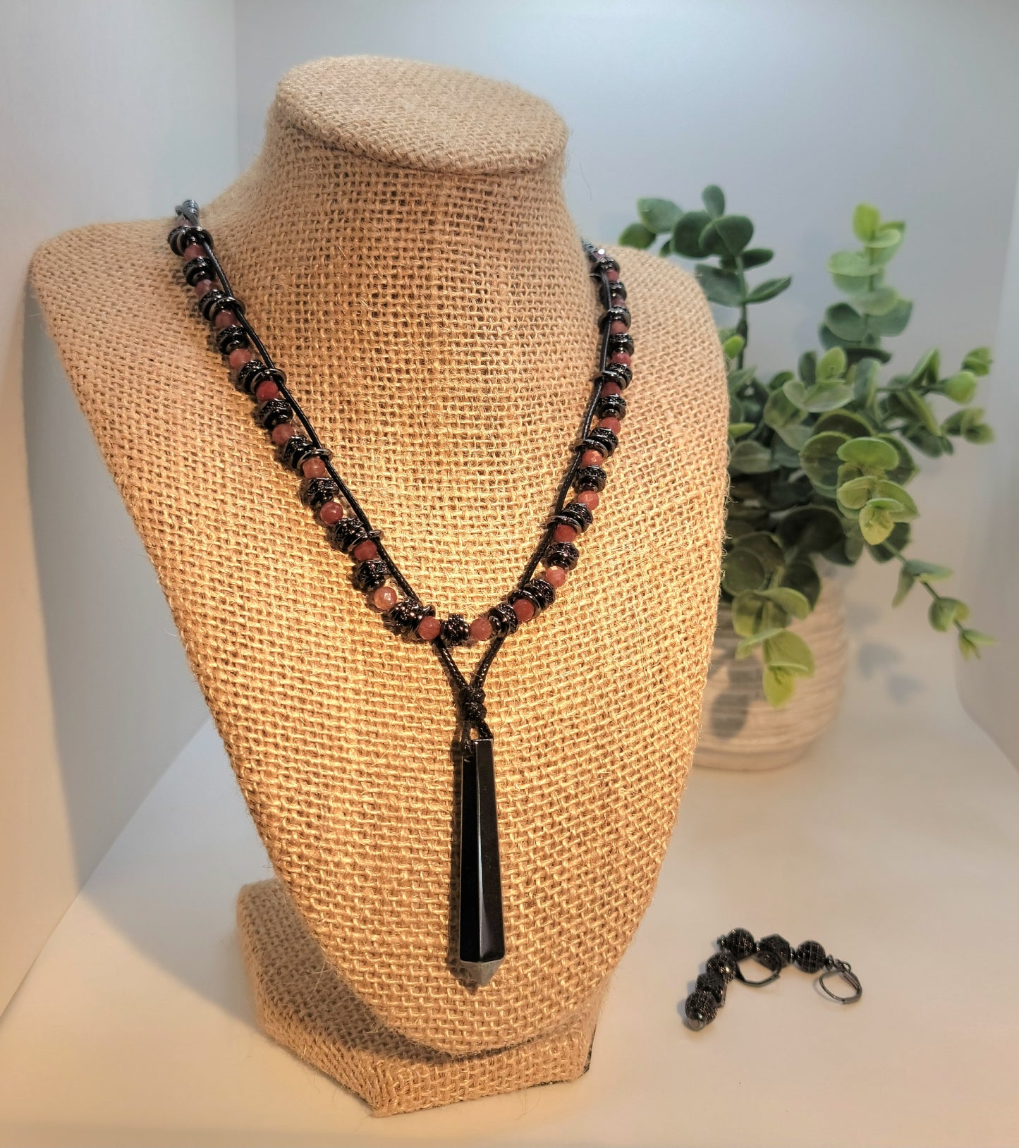 Faceted Lazasine and Hematite with Spinal Stations Necklace Suite ...