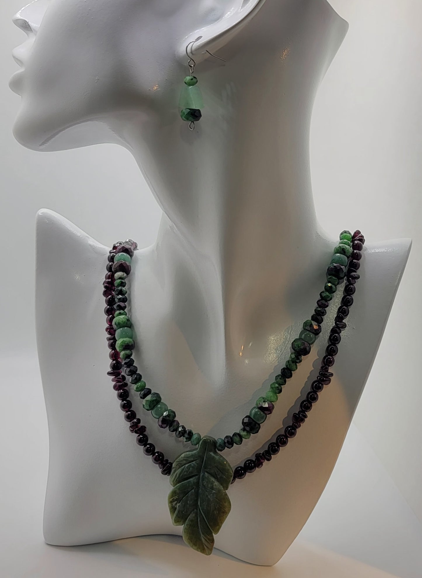 Garnet and Ruby Zoisite Necklace Suite