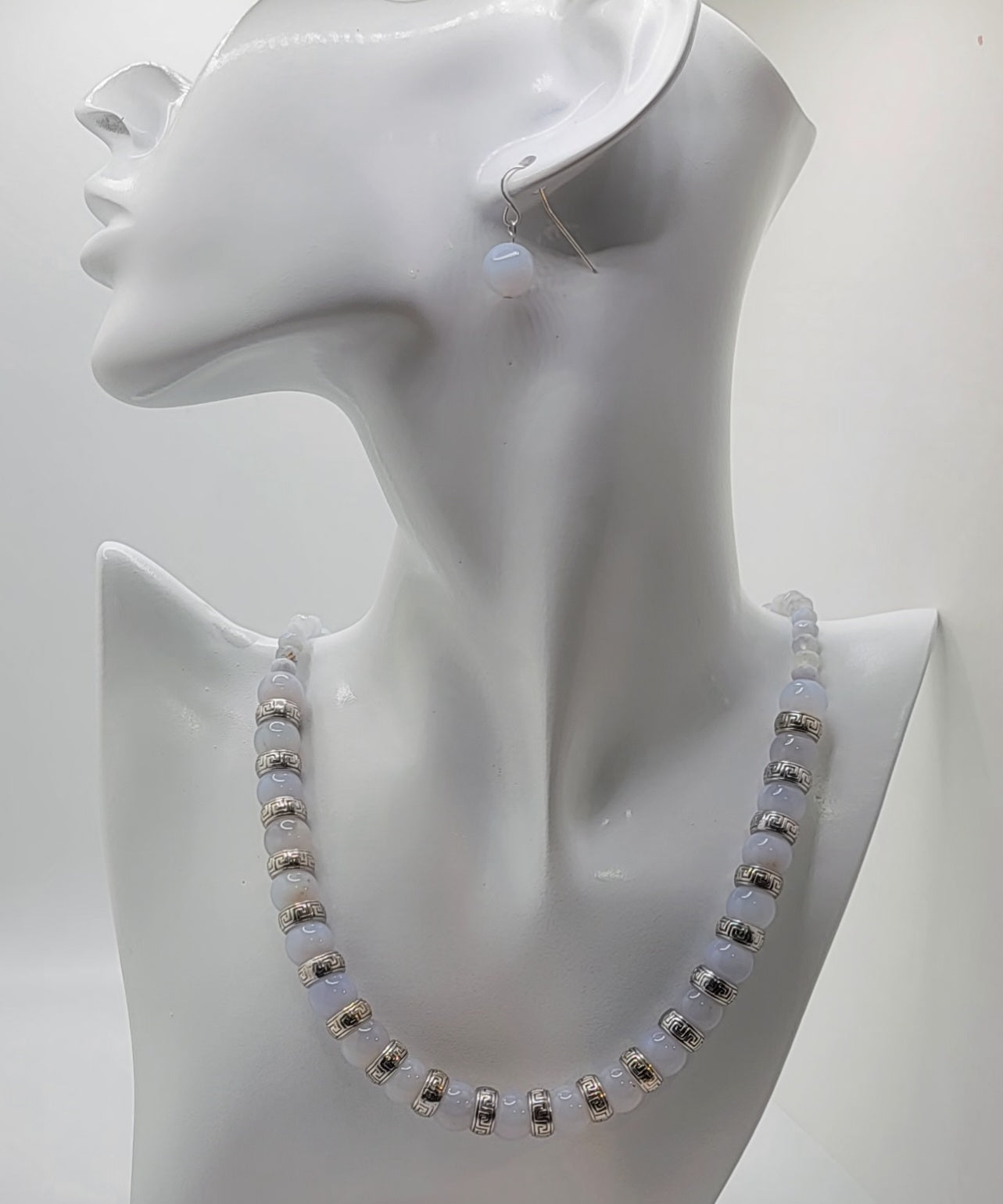 Blue Lace Agate Necklace Set