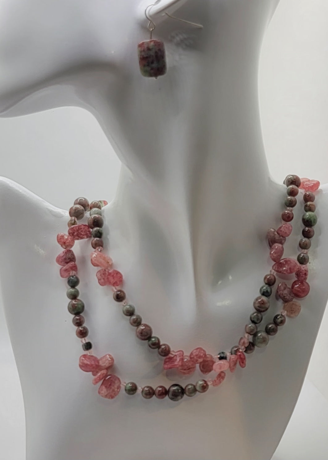 Faceted Tourmaline, Strawberry Quartz and Ruby Zoisite Necklace Set