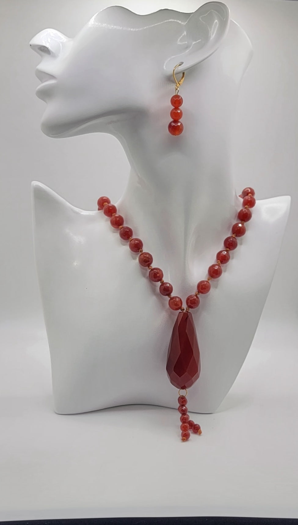 Faceted Carnelian Necklace Suite