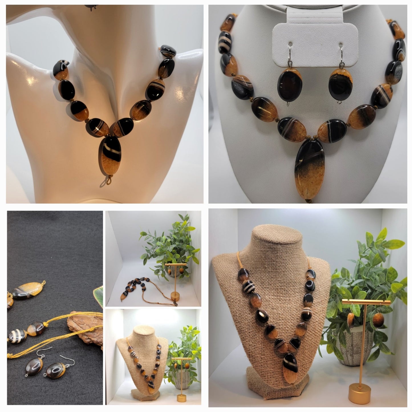 Bumble Bee Agate Necklace Set