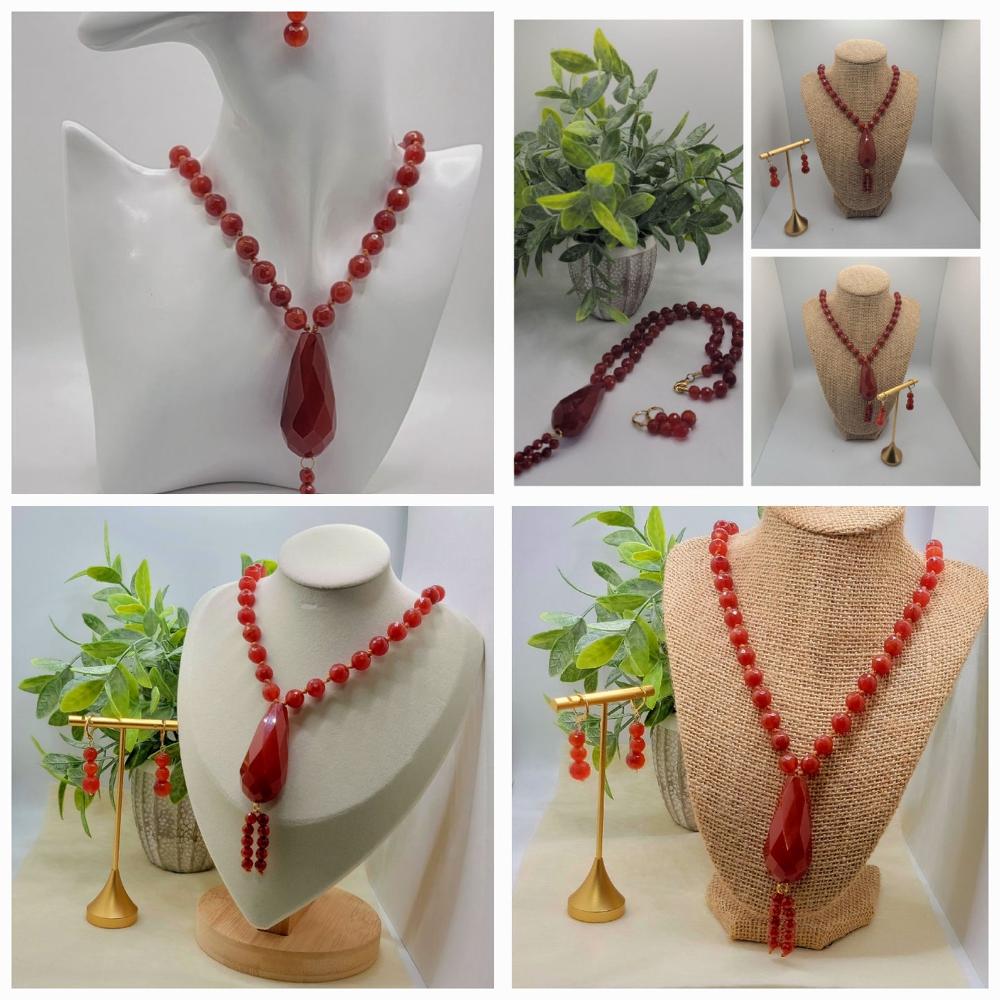 Faceted Carnelian Necklace Suite