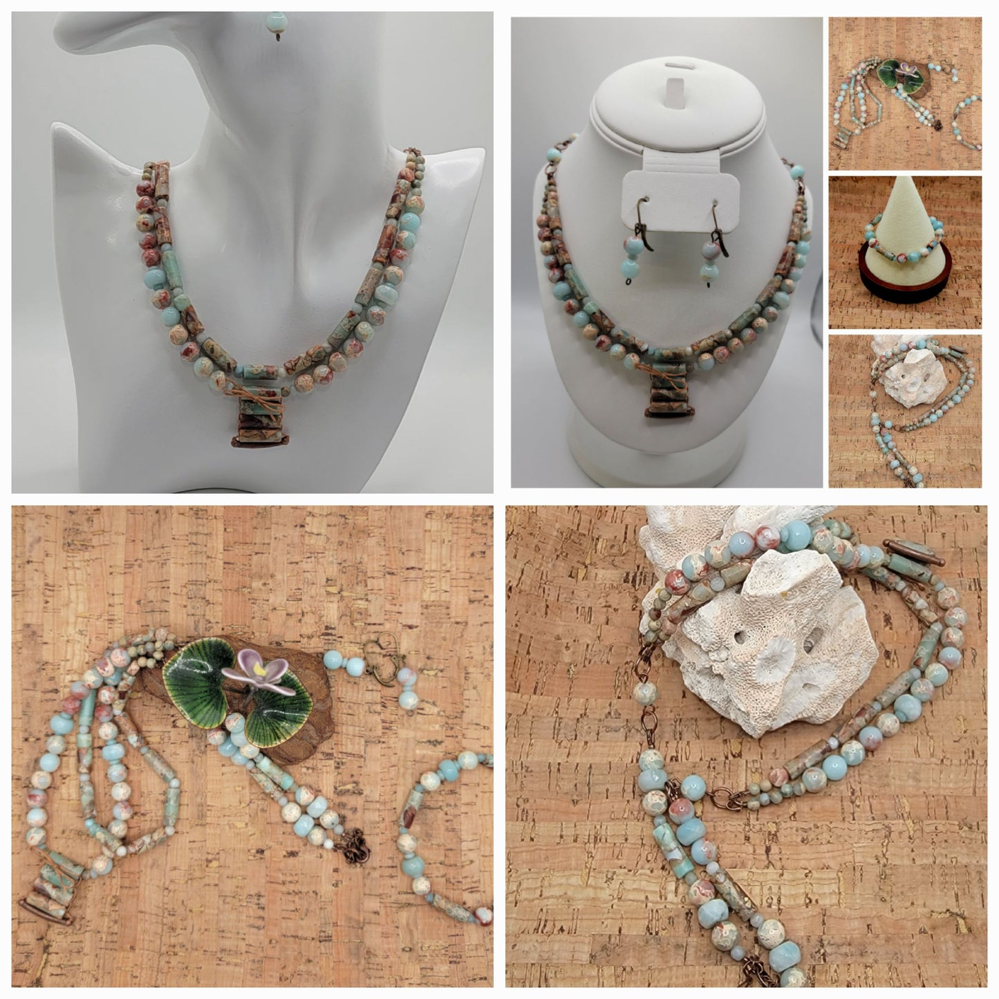 Multi-Strand Imperial  Jasper Necklace Suite