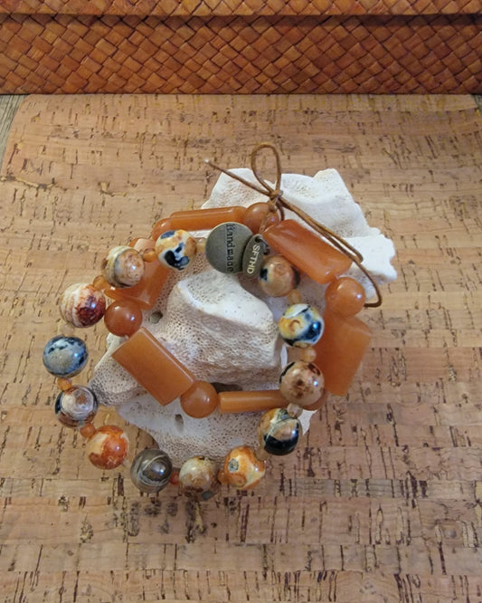 Carnelian and Agate Double Bracelet